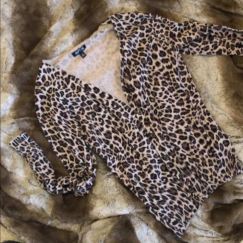Leopard cardigan.